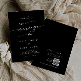 Invitación COLOR DE Moda Boho Código QR EDITABLE Boda francés