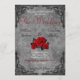 Invitación color de rosa blanco y negro gótica de