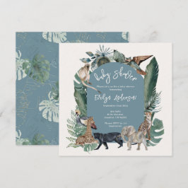 Invitación Color del agua animal salvaje azul tropical Baby S