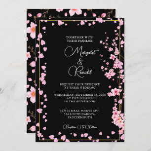 Invitación Color del agua del bouquet del cerezo