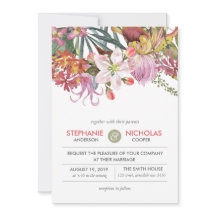 Color del agua pintado a mano boda de flores exóti