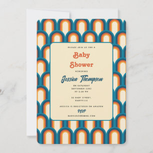Invitación Color del arco iris retro patrón Baby Shower