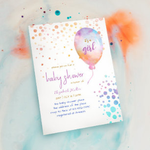 Invitación Color del arcoiris Color del agua Globo Niña Ducha