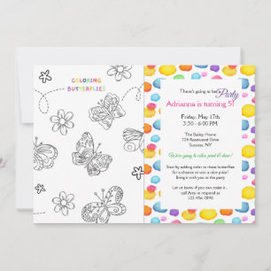 Invitación Color del cumpleaños de las mariposas