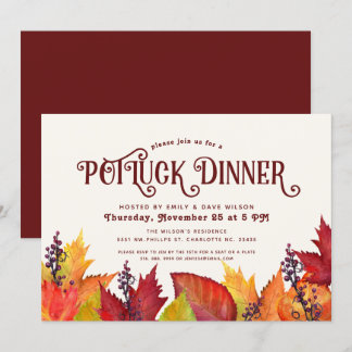 Invitación Color del otoño | Cena de Acción de Gracias por la