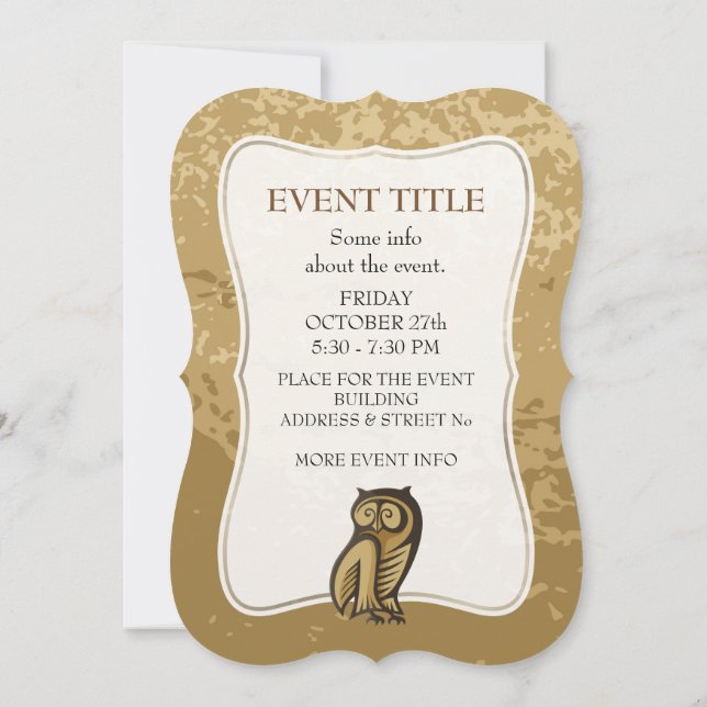 Invitación Color del símbolo de búho (Reverso)