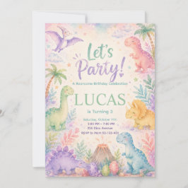 Invitación Color Dinosaur Birthday Invitation Editable