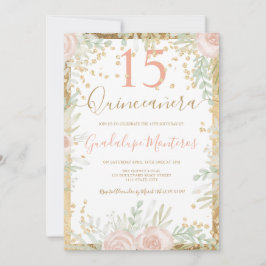 Invitación Color dorado de agua floral Quinceanera foto