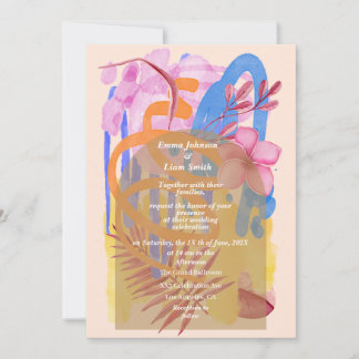 Invitación Color floral abstracto en acuarela
