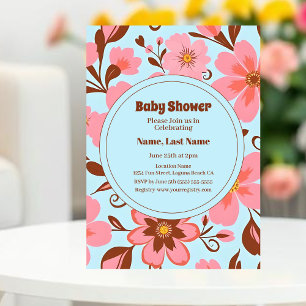 Invitación Color Floral Rosa - Flores Pastel Vibes-Retro