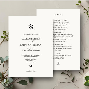 Invitación Color marfil   Moda 2 en 1 Boda completo mínimo