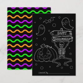 Invitación Color Me Kids Halloween Color de fondo negro