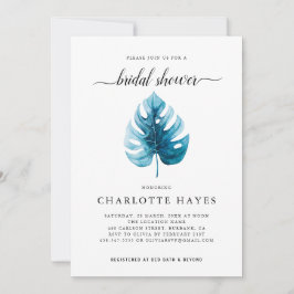 Invitación Color mínimo de agua Monstera Leaf Bridal Shower