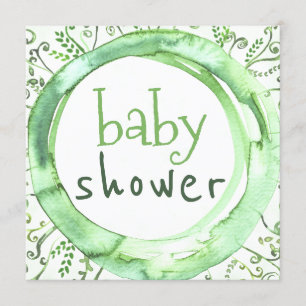 Invitación Color neutro de agua de la vegetación de Baby Show