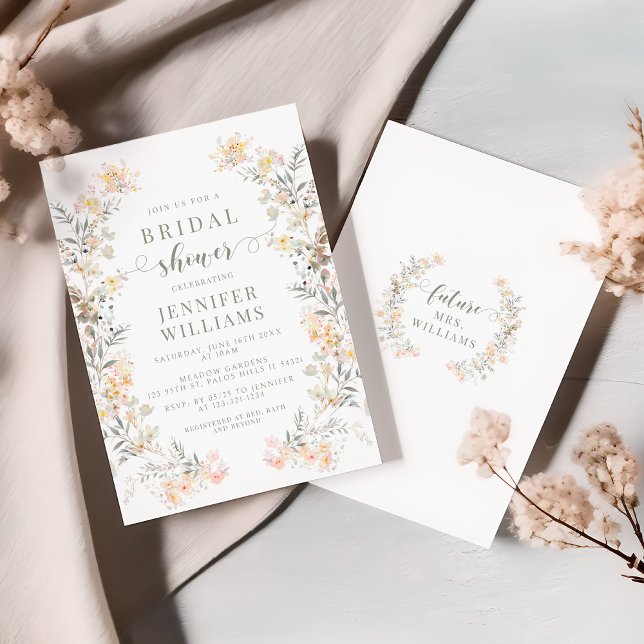 Invitación Color neutro Flor silvestre Wreath Bridal Shower (Subido por el creador)