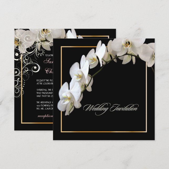 Invitación Color PixDezines ORQUIDO BLANCO/FALAENOPSIS/DIY (Anverso / Reverso)