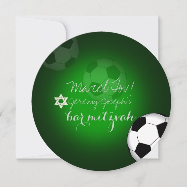 Invitación Color PixDezines Soccer Bar Mitzvah/DIY (Anverso)