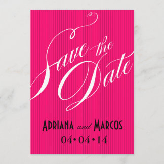 Invitación Color Pop Pinstripe Signature Save Date fucsia