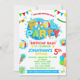 Invitación Color primario de la fiesta de cumpleaños de veran