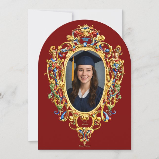 Invitación Color Rococo Cartouche Photo Template Graduation (Anverso)