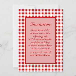 Invitación Color rojo gingham + Personalizado