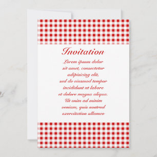 Invitación Color rojo gingham + Personalizado