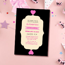 Invitación color rosa y crema quinceañera