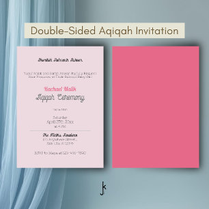Invitación Color Sólido Rosa, Fiesta de Aqiqah para Bebé Niña