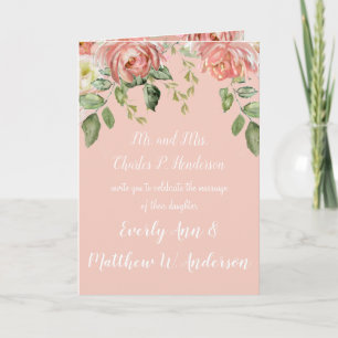 Invitación Color vivo Rosa o cualquier color Boda floral