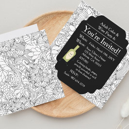 Invitación Coloración de adultos Fiesta de vino・Floral