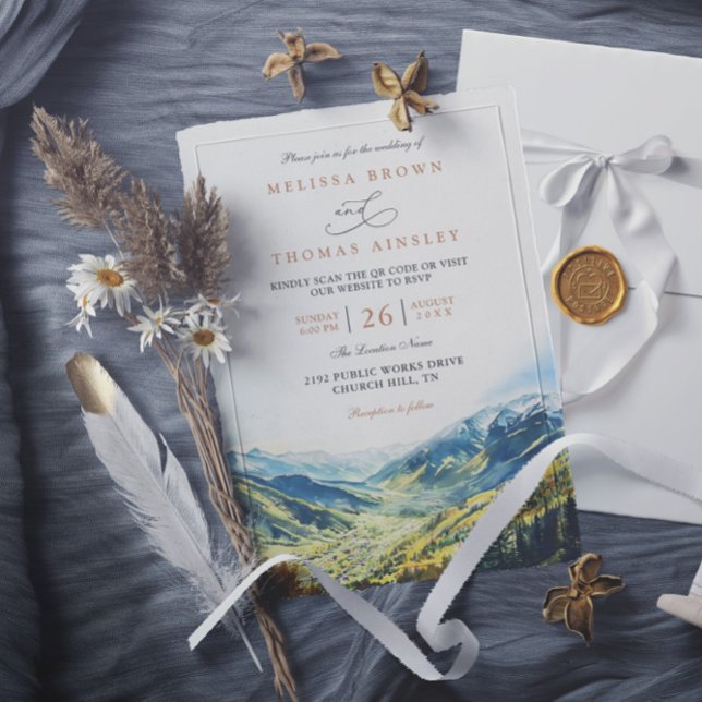 Invitación Colorado Mountain Destination QR Code Wedding (Subido por el creador)