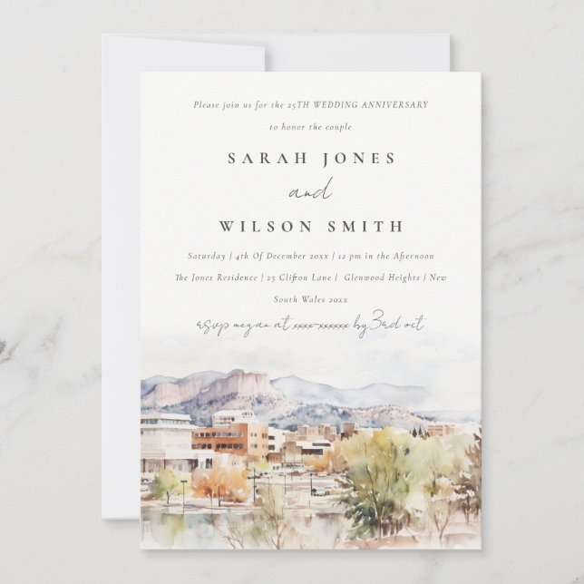 Invitación Colorado Springs, Colorado  Wedding Anniversary  (Anverso)