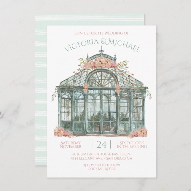 Invitación Colorante Boda de Greenhouse (Anverso / Reverso)