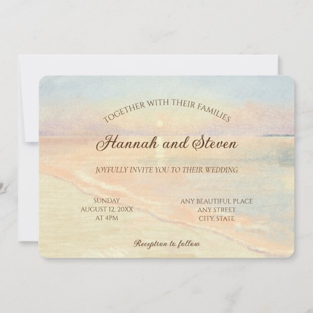 Invitación Colores acuáticos atardecer costa del mar colores  (Anverso)