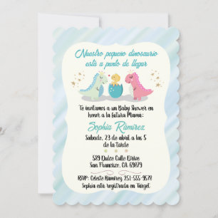 Invitación Colores acuáticos de dinosaurios Baby Shower españ