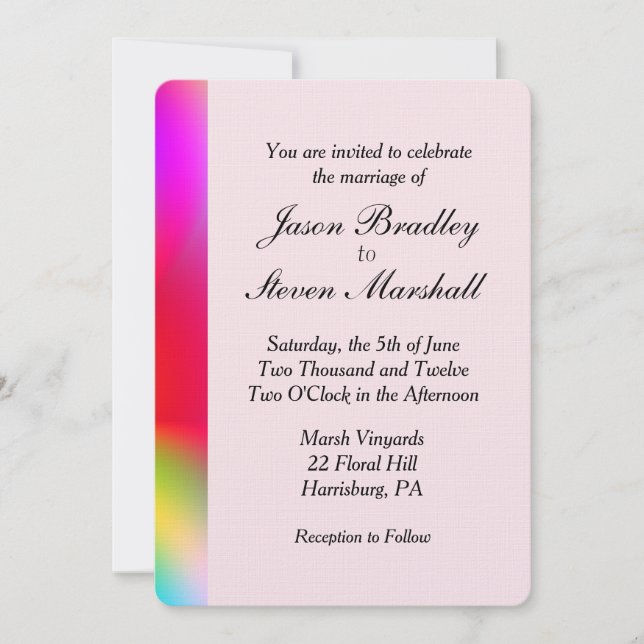 Invitación Colores arcoiris Boda interés gay (Anverso)