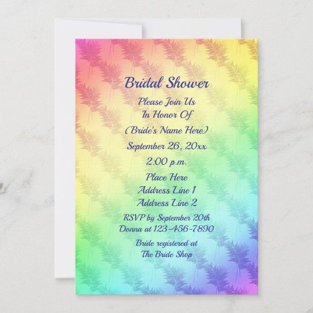 Invitación Colores arcoiris ducha de novia (Anverso)