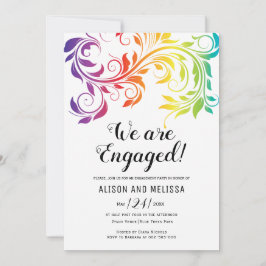 Invitación Colores arcoiris perpendicular fiesta de compromis