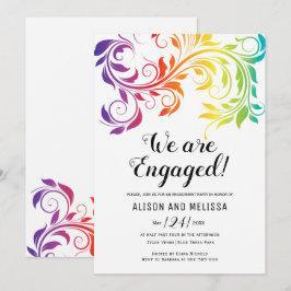 Invitación Colores arcoiris perpendicular fiesta de compromis