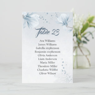 Invitación colores azul polvoriento flores carta de cartas