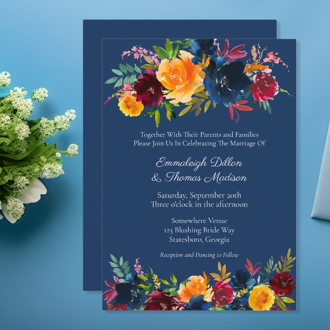 Invitación Colores brillantes acuarela Boda floral (Subido por el creador)