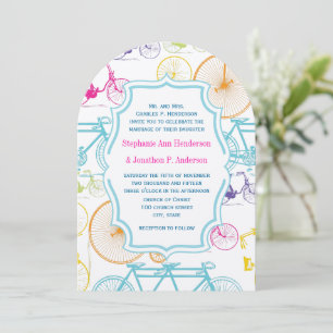 Invitación Colores brillantes Boda de patrón de bicicleta de 
