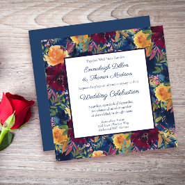 Invitación Colores brillantes Color de agua Boda de patrón fl