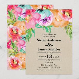Invitación Colores Brillantes Vibrantes Florales Rústicos Mod