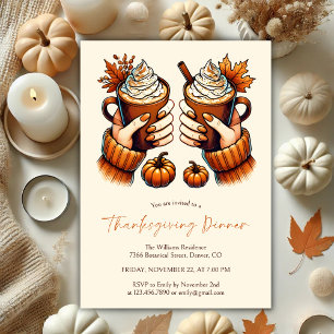 Invitación Colores Caídos Calabaza Spice Cena de Acción de Gr