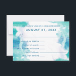 Invitación Colores De Agua Azul verde azulado Tye Bat Mitzvah<br><div class="desc">Un lavado verde azulado azul y verde de acuarela con un toque de morado,  con texto editable en la parte delantera y trasera; opción para la asistencia en persona o virtual,  más opción para la prueba de vacunación en la parte posterior.</div>