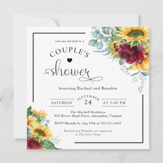 Invitación Colores de agua brillantes girasoles Ducha de pare (Anverso)