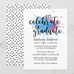 Invitación Colores de agua   Celebrar al graduado