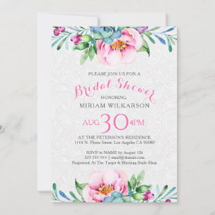 Invitación Colores de agua Colorido Bouquet Floral