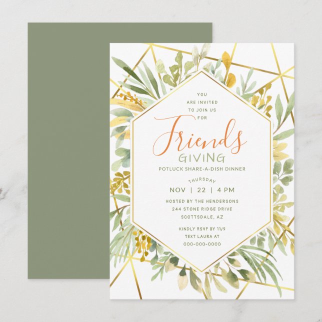 Invitación Colores de agua de cortesía Terraza vegetación (Anverso / Reverso)